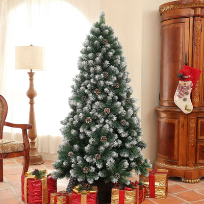 The artificial Christmas tree decorated with gifts and a lamp in a room