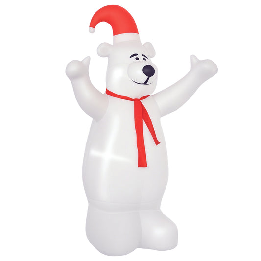 HOMCOM 6ft Tall Outdoor Inflatable Bear Airblown Projection Holiday Christmas Lawn Décor in Red and White