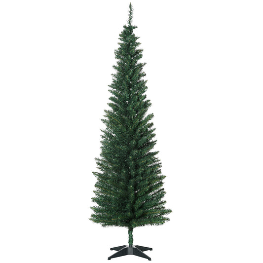 HOMCOM 6ft Unlit Artificial Christmas Tree standing on a black base against a plain white background