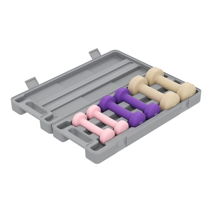 HOMCOM 6Kg Dumbbell Set arranged in a grey plastic storage case with a lid