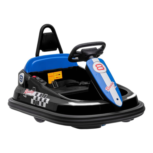 HOMCOM 6V Electric Kids Bumper Car in black with blue seat and racing details