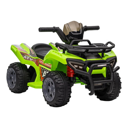 HOMCOM 6V Kids Electric Ride on Car Toddlers Quad Bike All Terrain Vehicle Toy in green, front three-quarter view