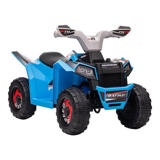 HOMCOM 6V Quad Bike with Wear-Resistant Wheels in bright blue with black and white detailing