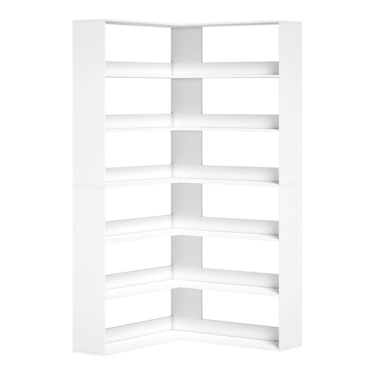 HOMCOM 7 Tiers Bookshelf, a tall white corner unit with seven shelves