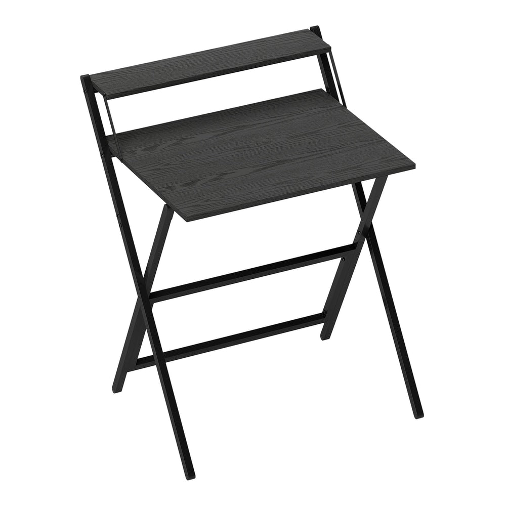 HOMCOM 70 cm Folding Computer Desk with Monitor Shelf in black, shown from the front