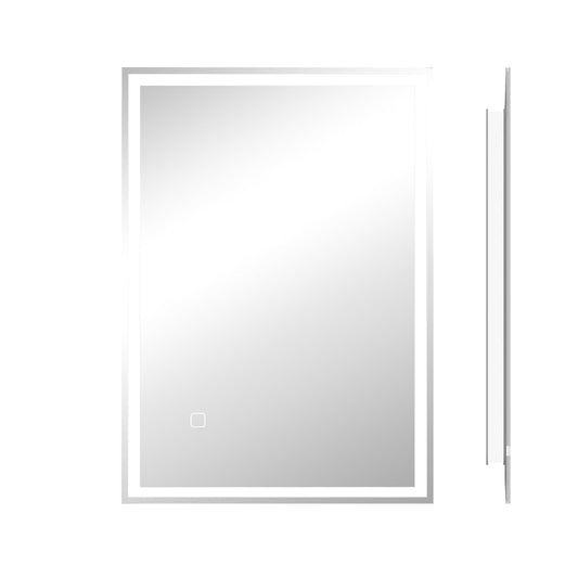 HOMCOM LED Bathroom Mirror with Lights, a rectangular mirror with a silver frame and illuminated edges