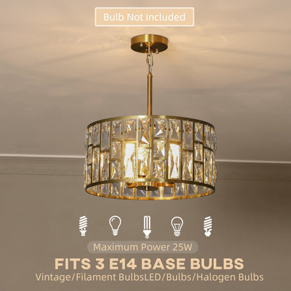 HOMCOM 72 Glass Crystallite Chandelier, the ceiling light is shown with text indicating that bulbs are not included and