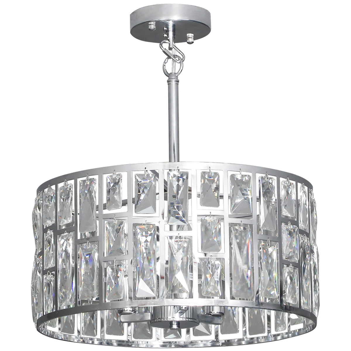 HOMCOM 72 Glass Crystallite Chandelier showing the silver frame and rectangular crystal accents
