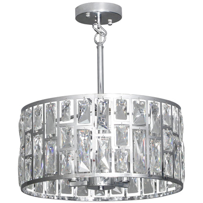 HOMCOM 72 Glass Crystallite Chandelier showing the silver frame and rectangular crystal accents