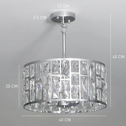 HOMCOM 72 Glass Crystallite Chandelier, the ceiling light against a grey background with lines indicating the product