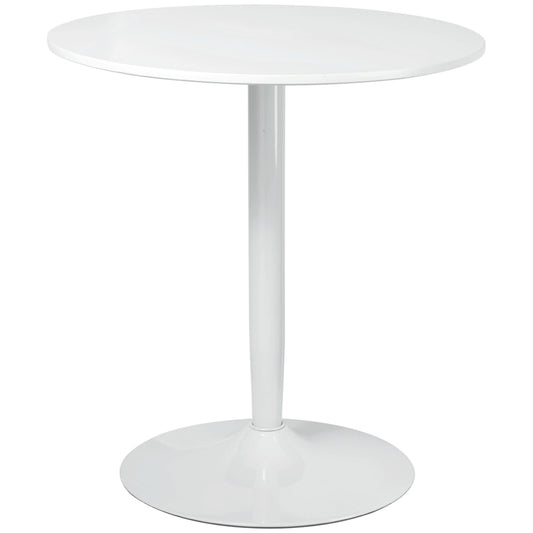 HOMCOM Two-Person Minimalistic Dining Table a white round top and a pedestal base