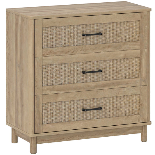 HOMCOM 76 cm Wide Drawer Chest of Drawers in Oak