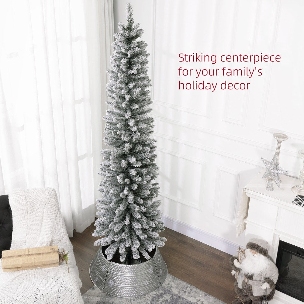 The pencil Christmas tree standing in a room as a holiday decor centerpiece