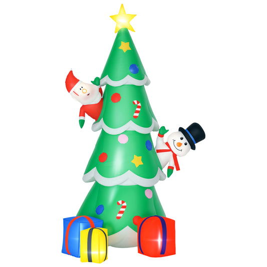 HOMCOM 7FT Christmas Inflatable Tree LED Lighted in Green