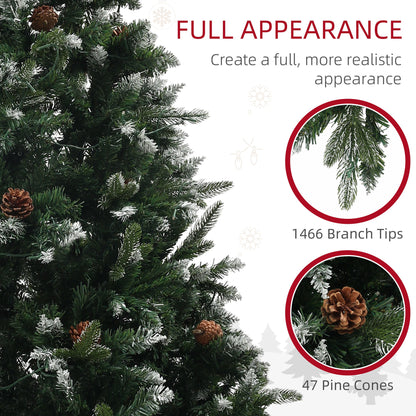 Close up of the artificial Christmas tree branches and pine cones showing realistic detail