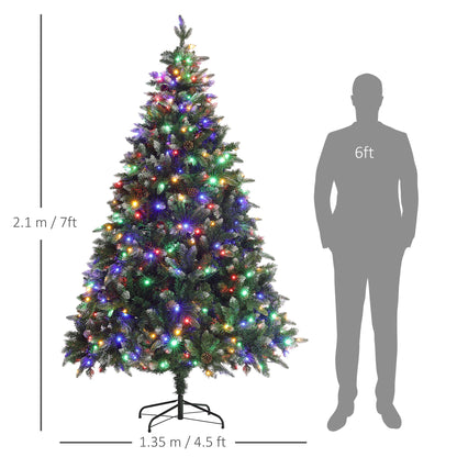 HOMCOM 7ft LED Pre-Lit Artificial Christmas Tree in Green