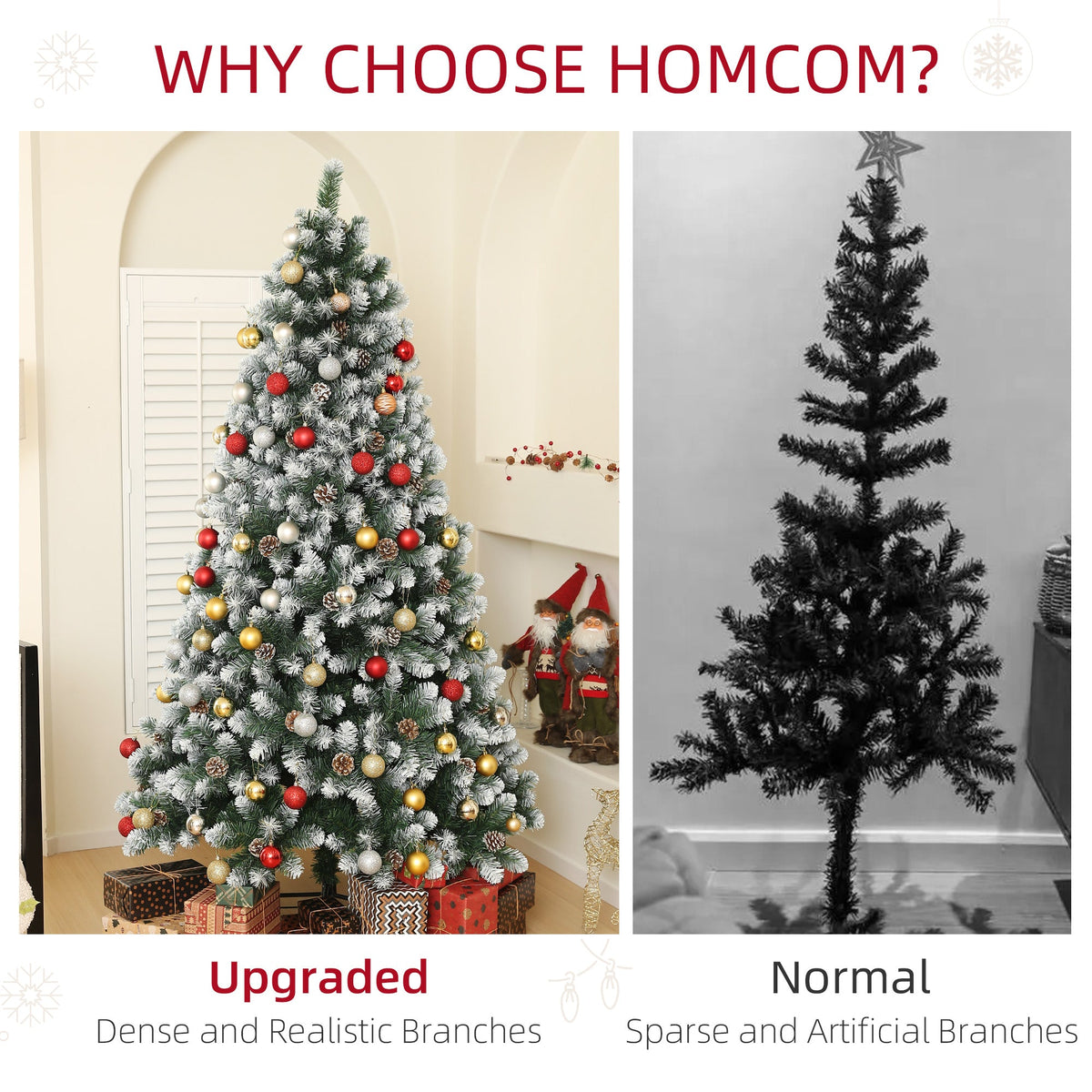 The artificial christmas tree compared to a sparse tree to show branch density