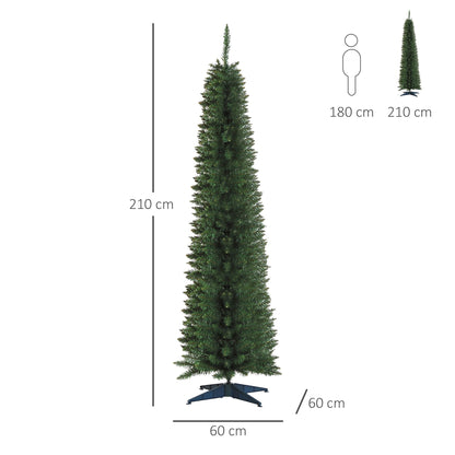 The pencil Christmas tree is shown with height and width measurements indicated