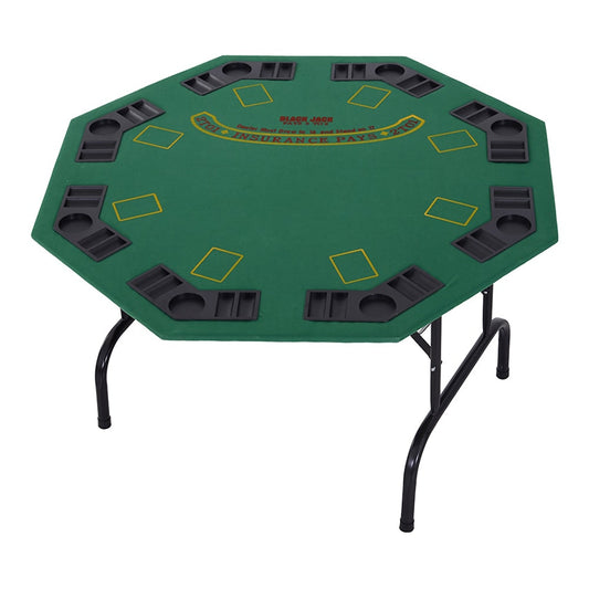HOMCOM 8 Player Folding Games Poker Table with a green felt top and black steel legs