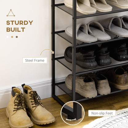 Close up of the shoe storage stand showing the steel frame and non-slip feet