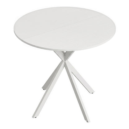 HOMCOM 80cm Industrial Round Dining Table, a white round table with a white cross-shaped base