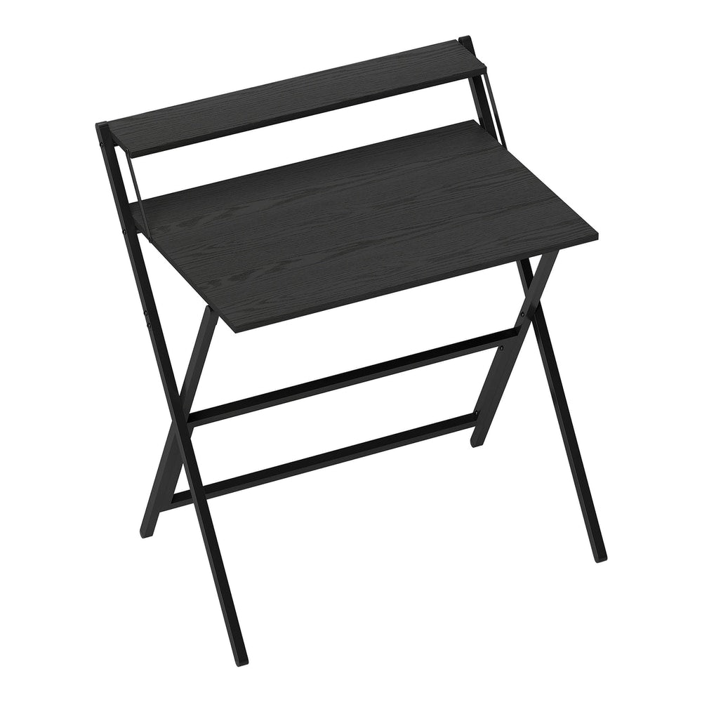 HOMCOM 81.5 cm Folding Computer Desk with Monitor Shelf in black, a compact desk with a raised shelf at the back