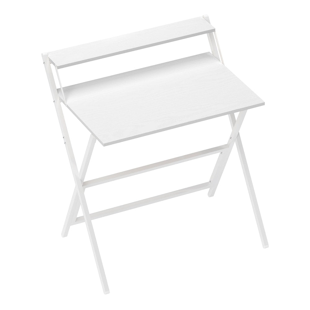 HOMCOM 81.5 cm Folding Computer Desk with Monitor Shelf in white, a compact and modern design