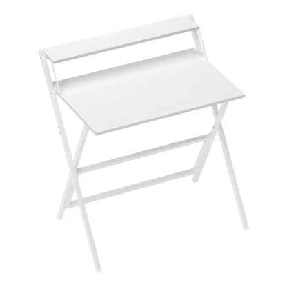 HOMCOM 81.5 cm Folding Computer Desk with Monitor Shelf in white, a compact and modern design