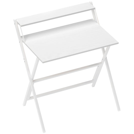 HOMCOM 81.5 cm Folding Computer Desk with Monitor Shelf in white, a compact and modern design
