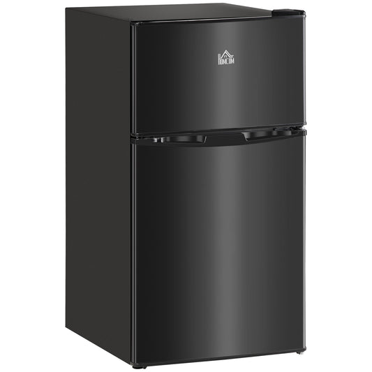 HOMCOM 88L Under Counter Fridge Freezer in black with two separate doors and a sleek finish