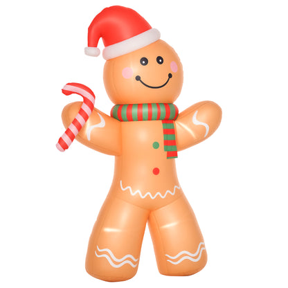 HOMCOM 8ft Christmas Inflatable Gingerbread Man in Yellow