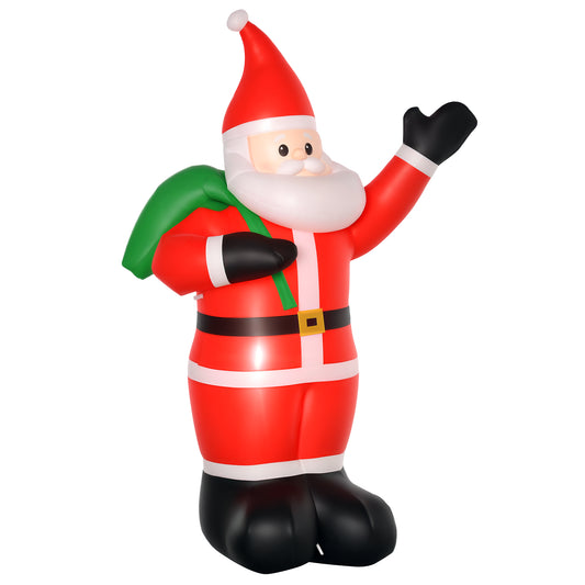 HOMCOM 8ft Christmas Inflatable Santa Holiday Garden Decoration in Multi Colour
