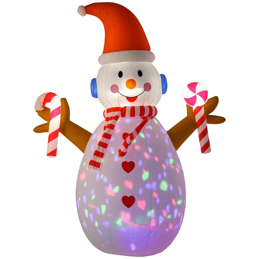 HOMCOM 8ft Christmas Inflatable Snowman with Candy in White