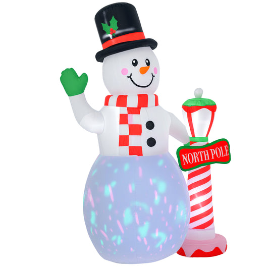 HOMCOM 8ft Tall Christmas Inflatable Snowman with Street Lamp in White