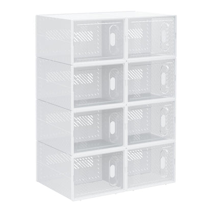 HOMCOM 8PCS Clear Shoe Box stacked in two columns of four units against a white background
