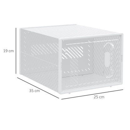the shoe storage box shown from an angle with dimension lines indicating its size