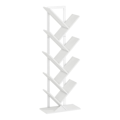 HOMCOM 9-Tier Tree Bookshelf, a white freestanding bookcase with a tree-like structure and nine shelves