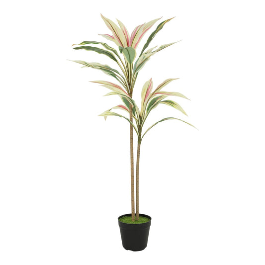 HOMCOM 90 cm Artificial Cordyline Tree in a black pot with green and pink leaves