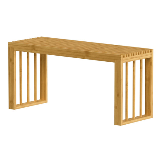 HOMCOM 90 cm Bamboo Shoe Bench in a Natural Wood Finish