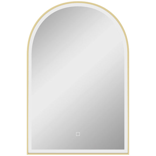 HOMCOM Bathroom Mirror with LED Lights in Gold Tone