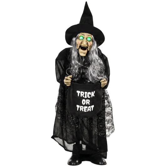 HOMCOM 94cm Animated Witch Halloween Decoration in Black