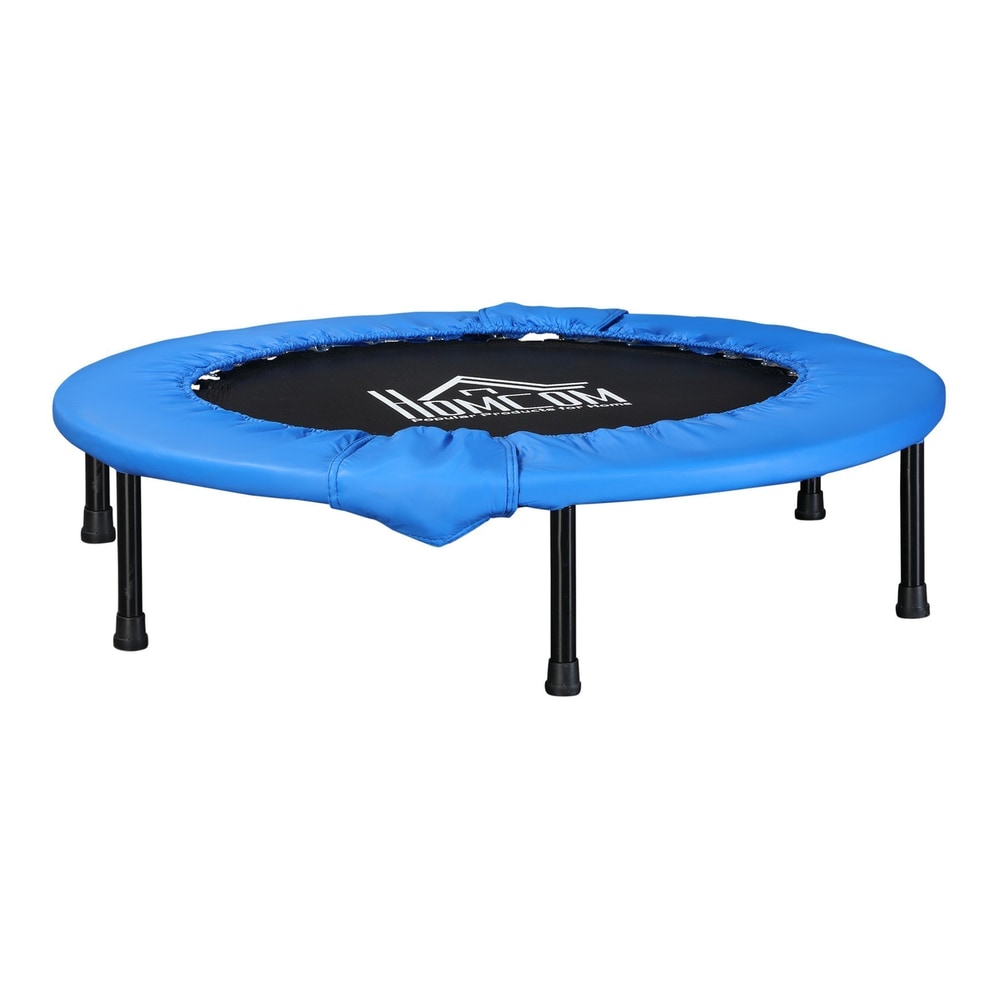 HOMCOM a96cm Mini Fitness Trampoline front view with blue safety pad and black legs