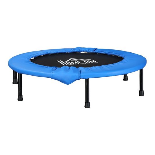 HOMCOM a96cm Mini Fitness Trampoline front view with blue safety pad and black legs