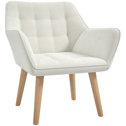HOMCOM Accent Chair in cream white with a tufted seat and backrest on light wooden legs