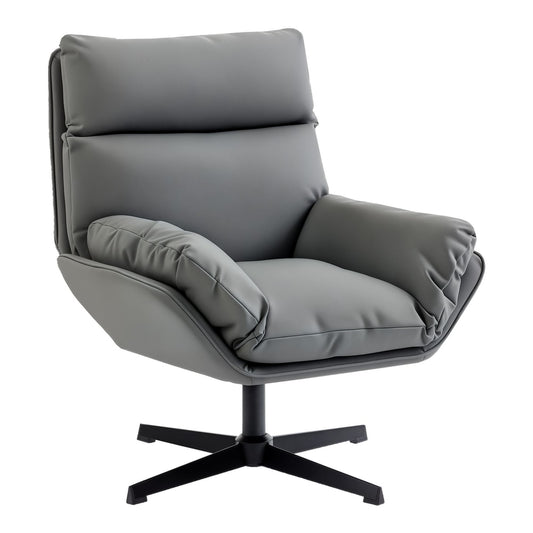 HOMCOM Accent Chair dark grey armchair with padded cushion and 360 swivel base