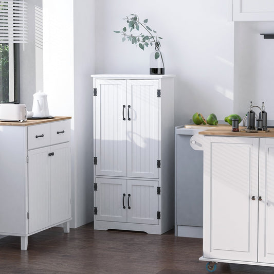 White kitchen cupboard in a modern kitchen setting next to a counter
