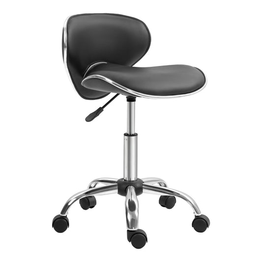 HOMCOM Adjustable Rolling Swivel Beauty Salon Chair in black with a chrome base and five wheels