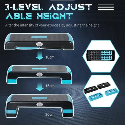The aerobic stepper showing its three adjustable height levels