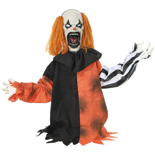 HOMCOM Animated Halloween Face Changing Clown in Orange