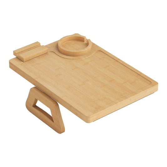 HOMCOM Anti-Slip Sofa Armrest Tray with a phone holder and a cup holder on a white background